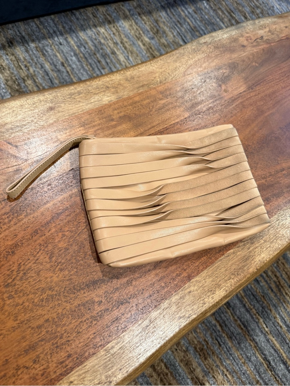 Vince Camuto Tan Leather Fringe Wristlet